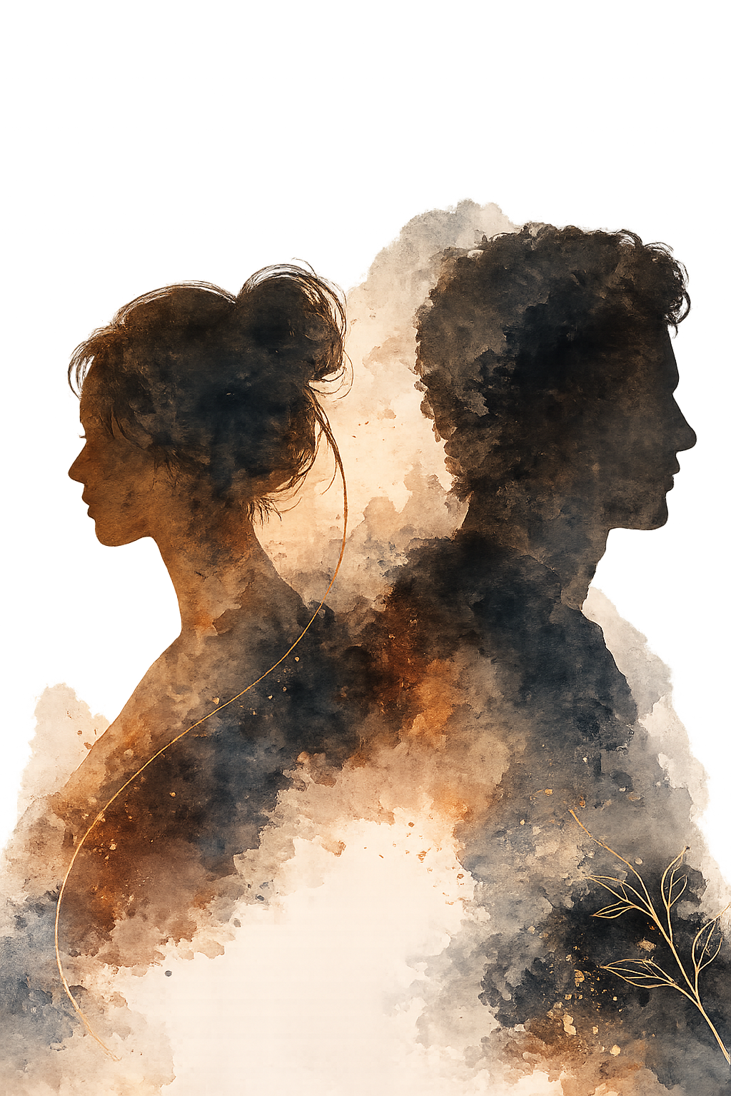 Two figures in watercolor silhouette — The Loud Silence